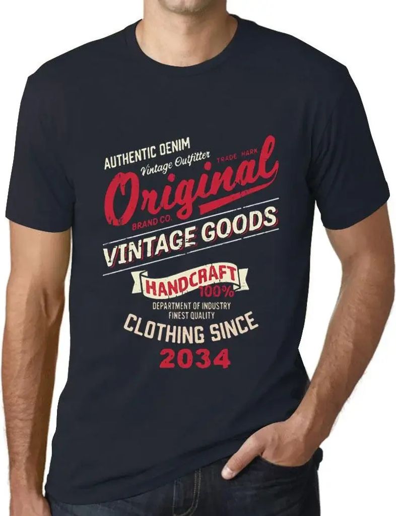 Herren Grafik T-Shirt Originelle Vintage-Kleidung seit 2034 – Original Vintage Clothing Since 2034 – Öko-Verantwortlich Vintage Jahrgang Kurzarm