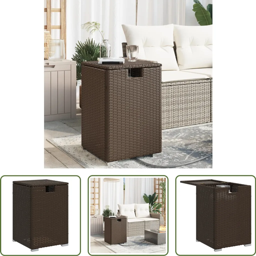 Tavolino Copribombola Marrone 40x40x60 Poly Rattan | The Living Store