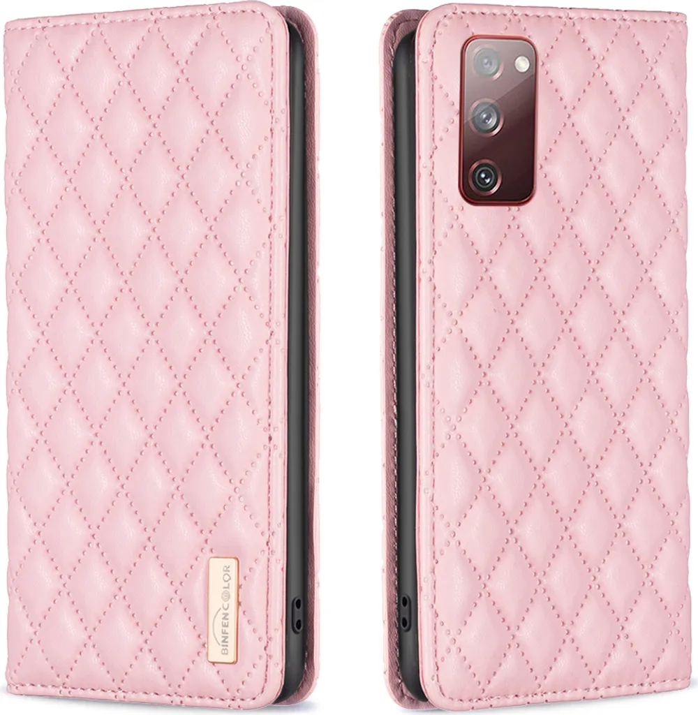 Custodia Samsung S20 FE 5G Rosa: Robusta Pelle Flip a Libro