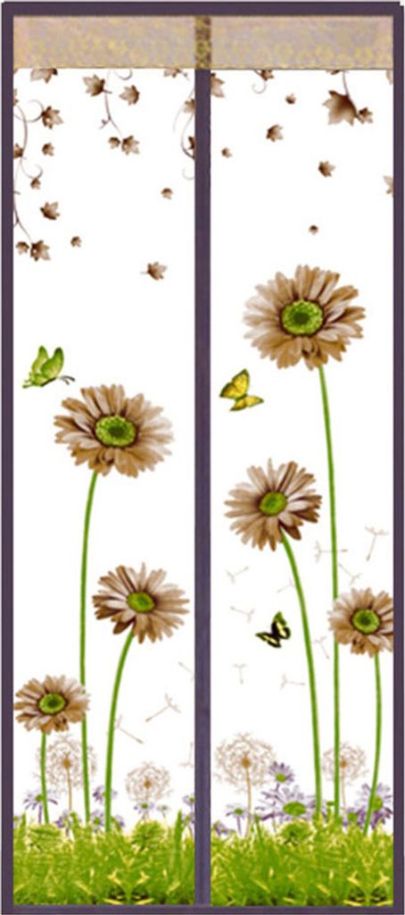 Blumen Schmetterling Sommer Magnetscheibene Tür Anti -Mücken -Käfernetz Net Net Vorhang-Kaffee ,Größen:90*210cm