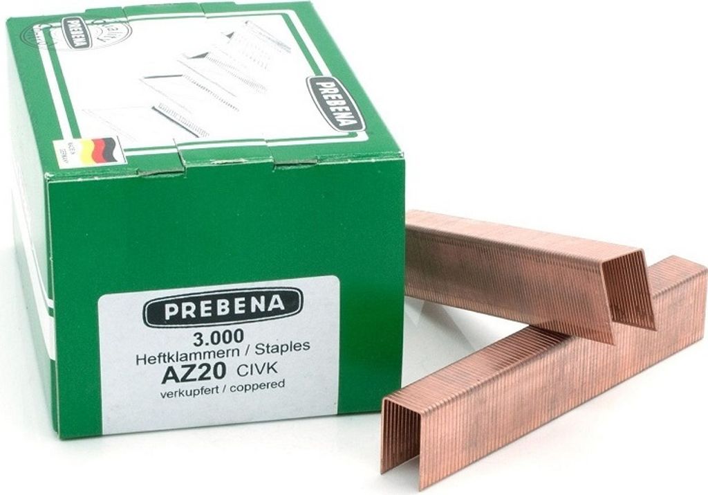 Prebena Klammern AZ20CIVK 20mm verkupfert für Matrizenhefter 1A-AZ25BNH KL-63 3M