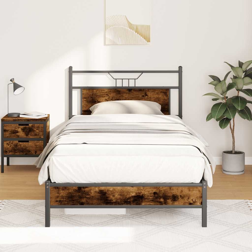 Maison Exclusive - Bettgestell ohne Matratze Räuchereiche 100x200 cm Holzwerkstoff
