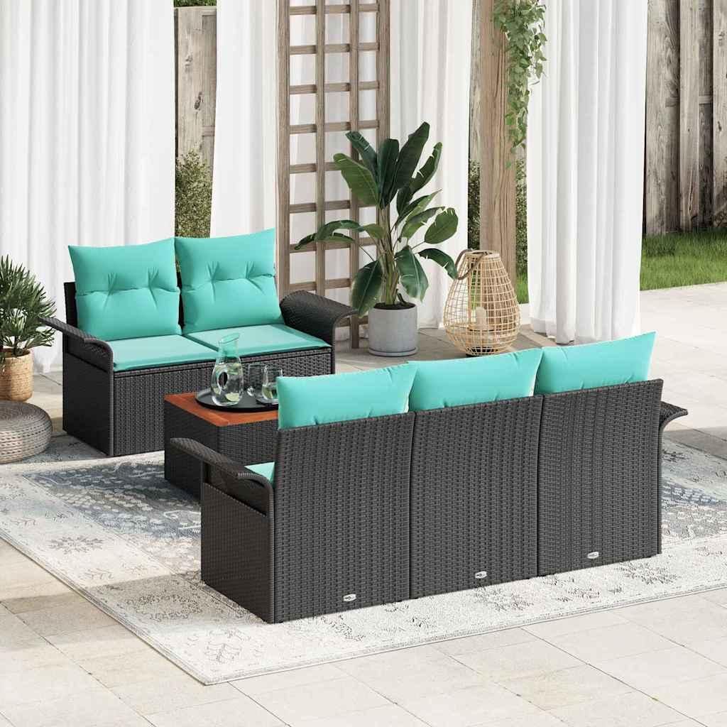 Maison Exclusive - Gartensofa-set mit Kissen 6 pcs Schwarz Poly-Rattan