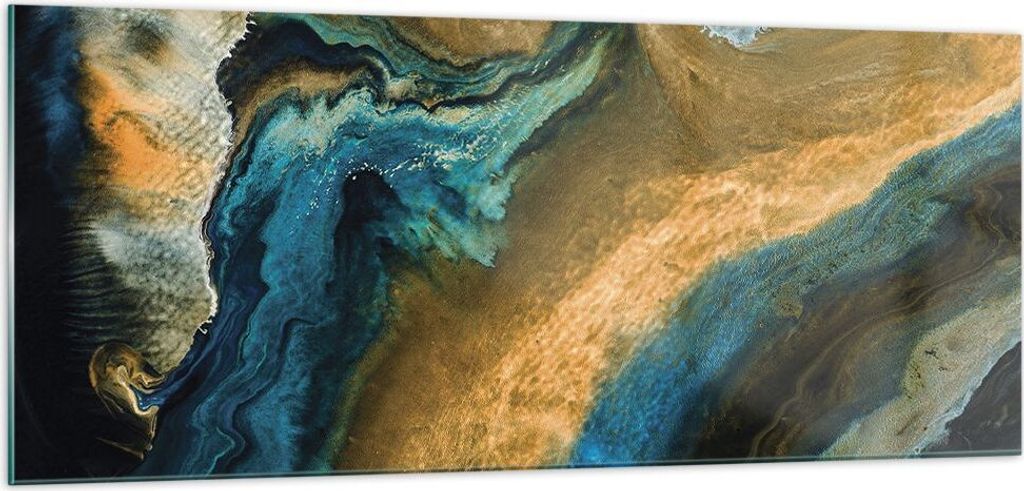 Bilder auf glas - Einteilig - Abstraktion verschüttet Gold - 100x40cm - Glasbilder - Wandbilder - Bilder - Wanddekoration aus Glas - Glas Bilder -...