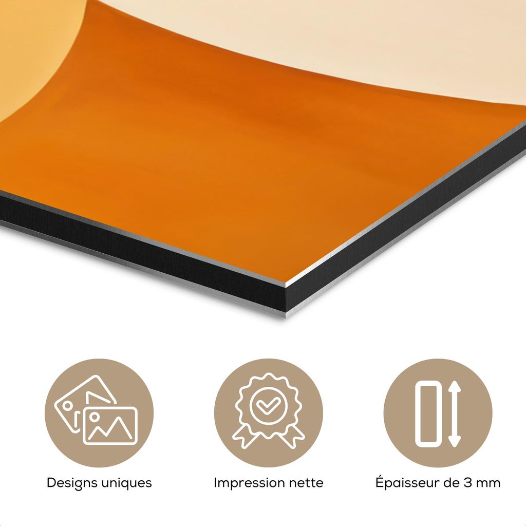MuchoWow Wanddekoration Metall Metallbild Wandkunst 100x150 cm Abstrakt - Muster - Modern - Beige - Orange MuchoWow Aluminium Gemälde - Bild