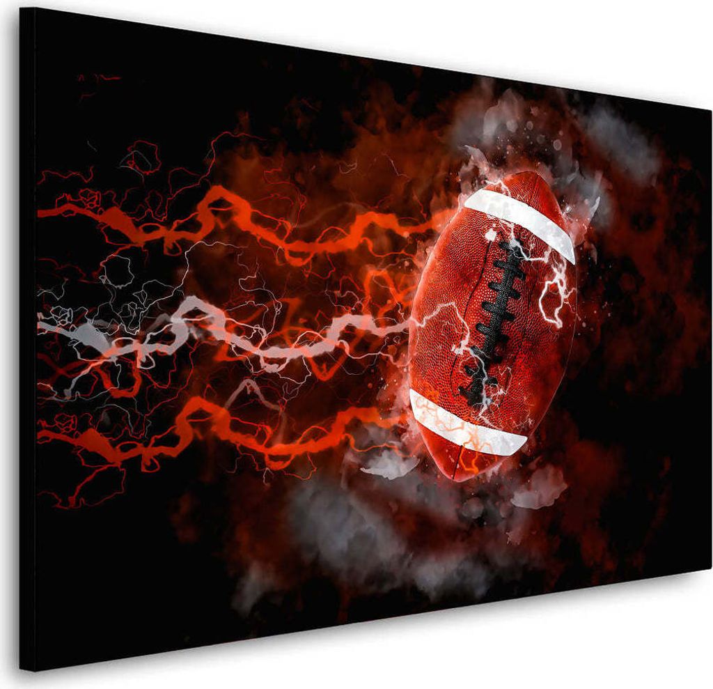 Wandbild Leinwandbild Rugby Ball Black Kunstdruck XXL Wanddeko: 120x80x2cm