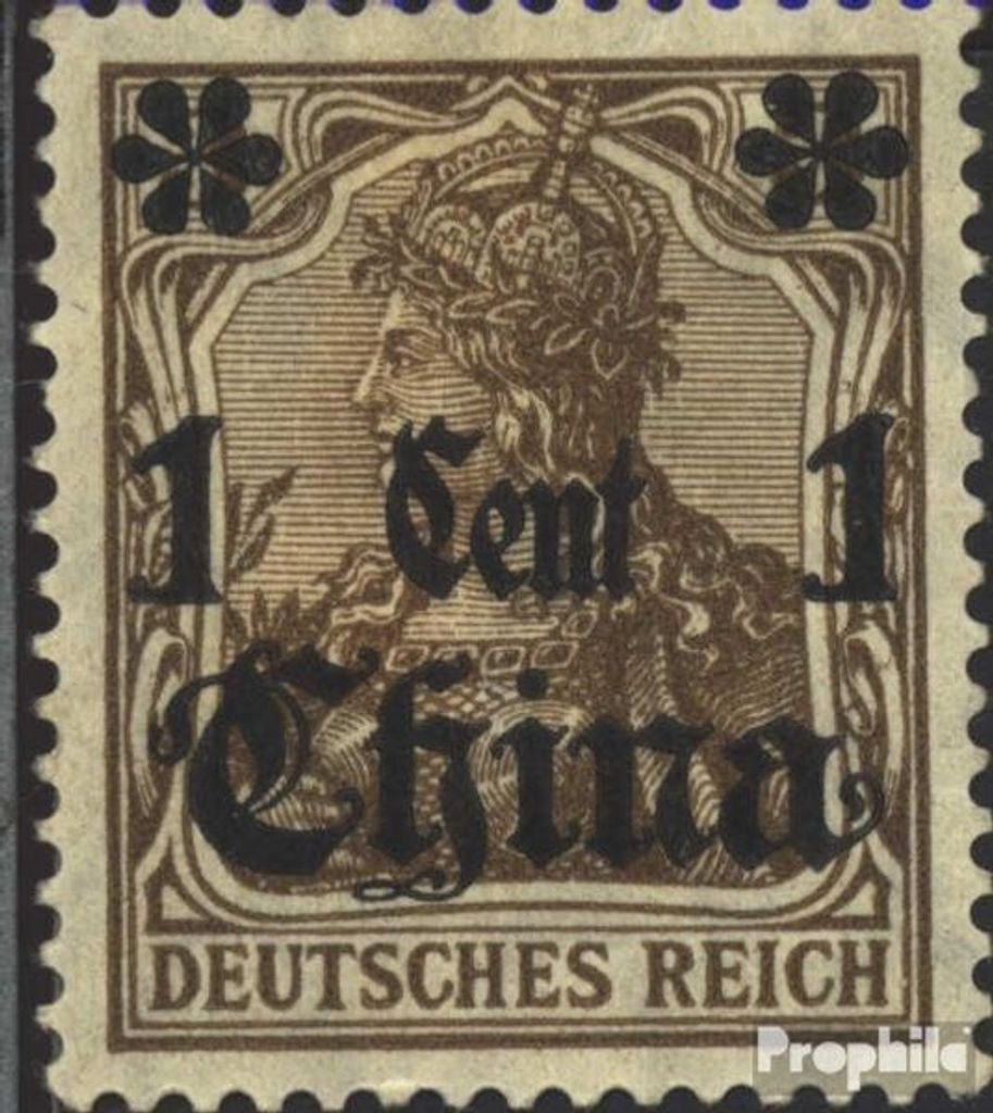 Briefmarken Dt. Post China 1906 Mi 38I Friedensdruck mit Falz Germania mit Wasserzeichen