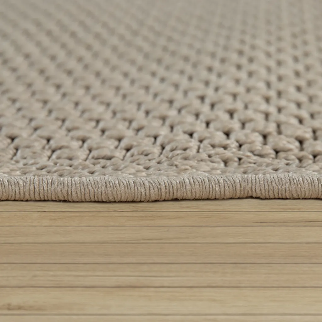 Tapis de terrasse uni 140x200 tissage plat aspect sisal résistant météo