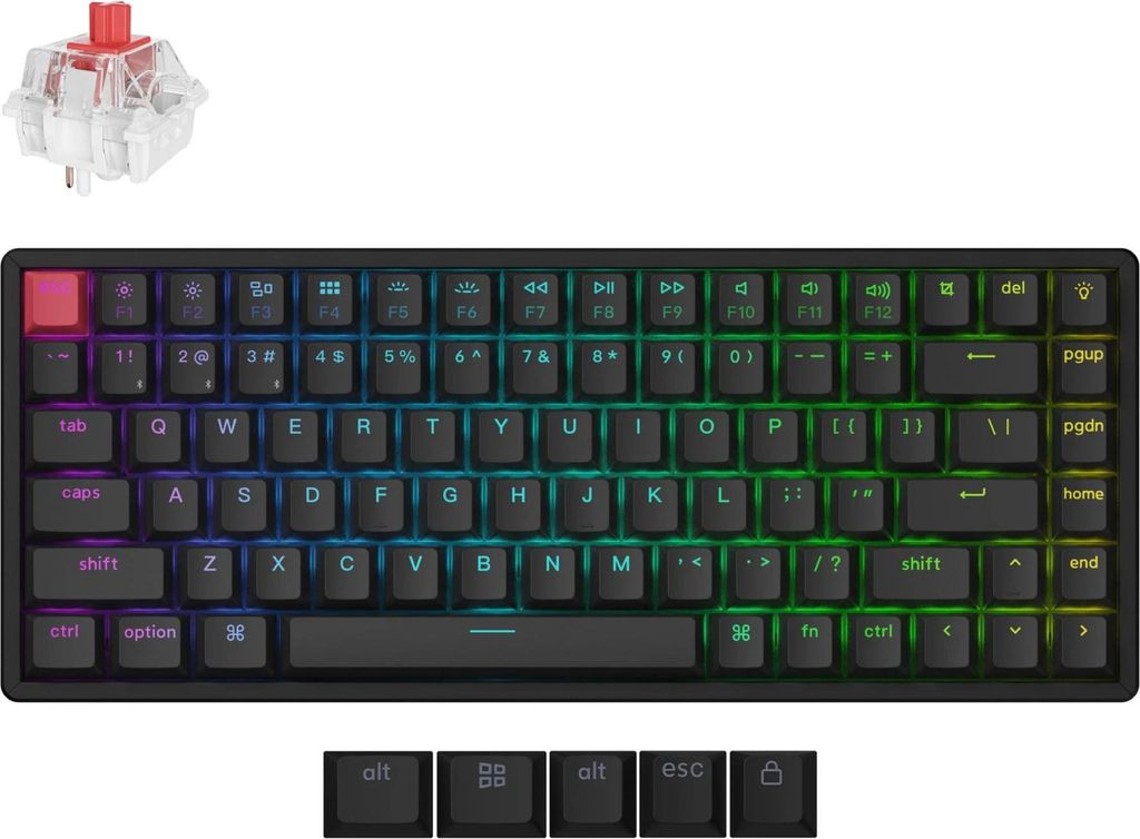 Keychron K2 QMK Wireless Mechanische Tastatur (Version 3), ANSI US, Hot-Swappable, RGB Backlight, Aluminum Frame, Red Linear Switch K2X-J1