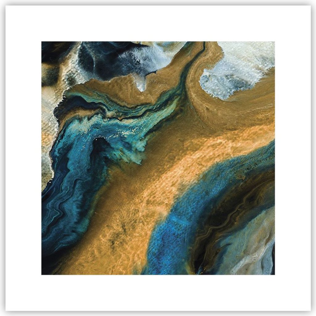 Poster - Poster ohne Rahmen - Abstraktion verschüttet Gold - 30x30 cm - Wand Bild - Wanddeko - Wandbilder - Kunstposter - Wandposter - Bilder - Ku...