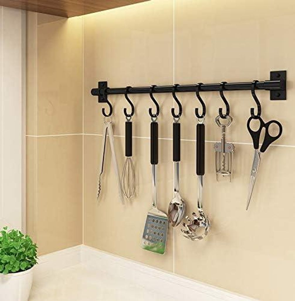 Hakenleiste Küche Hakenleiste Küchenhelfer Hängeleiste Küchenhalter Hängeleiste Bad Hakenleiste Pfannenhalt (30cm-5 Haken)