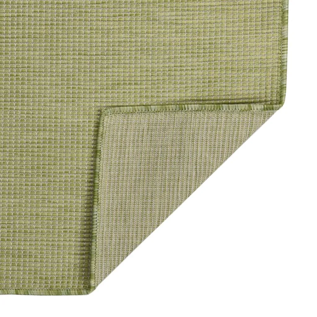 Tapis de terrasse tissage plat 200x280 cm vert idéal pour balcon et jardin