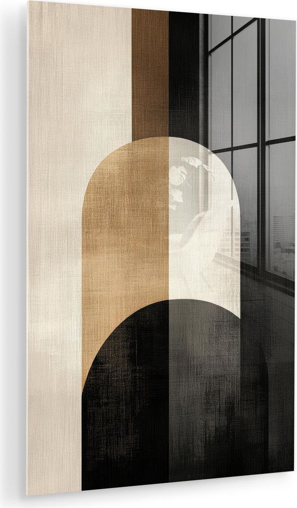 MuchoWow Glasbilder - Bilder auf Wandbild - Foto auf Glas Geometrisch - Formen - Weiß 80x120 cm Wanddekoration aus Glas - Acrylglasbild - Acrylbil...