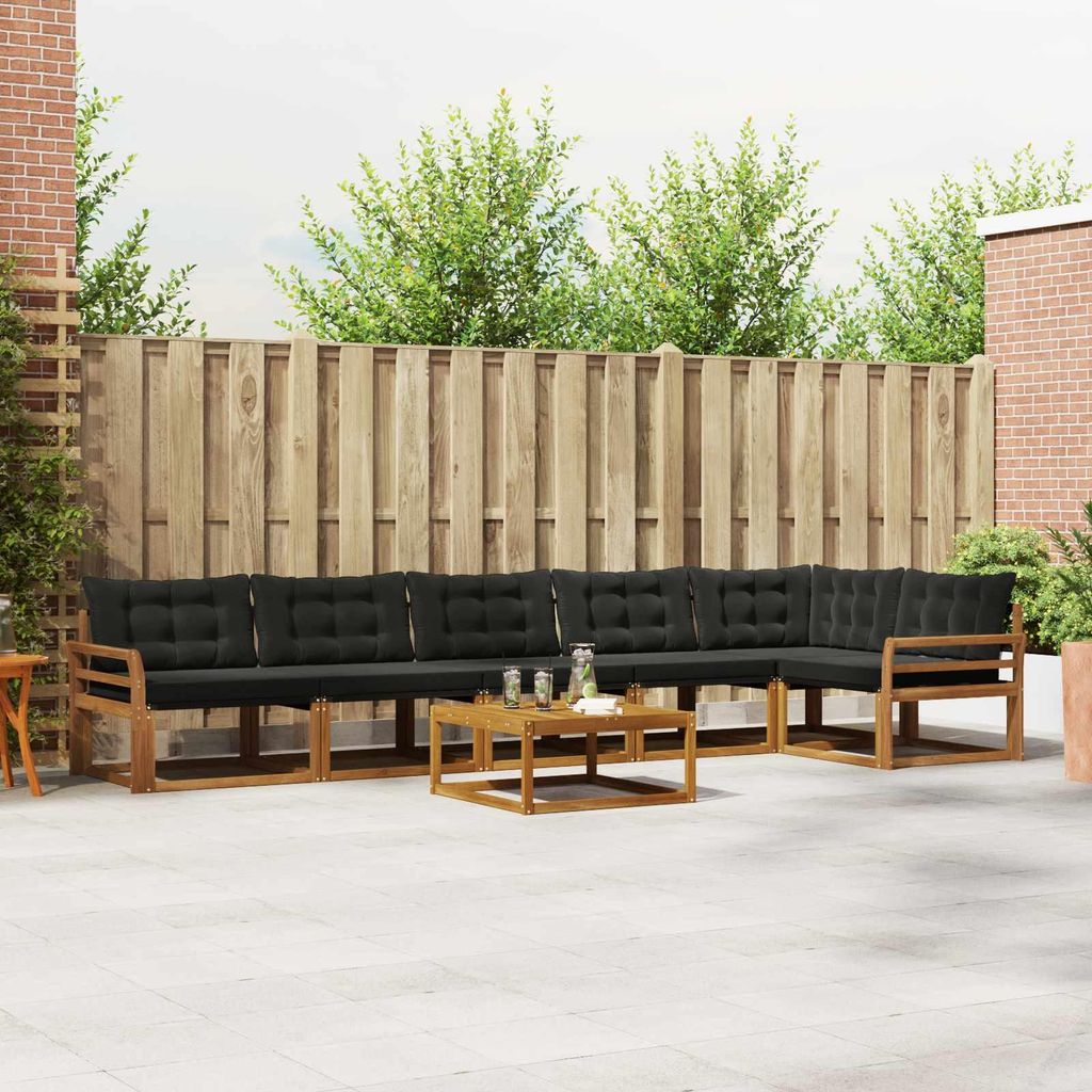 "Neues Produkt" Outdoor-Sofagarnitur ANTI-UV - CLORIS - mit Kissen - 7 pcs - Natürlich und Schwarz - Modern Gartensofas V825