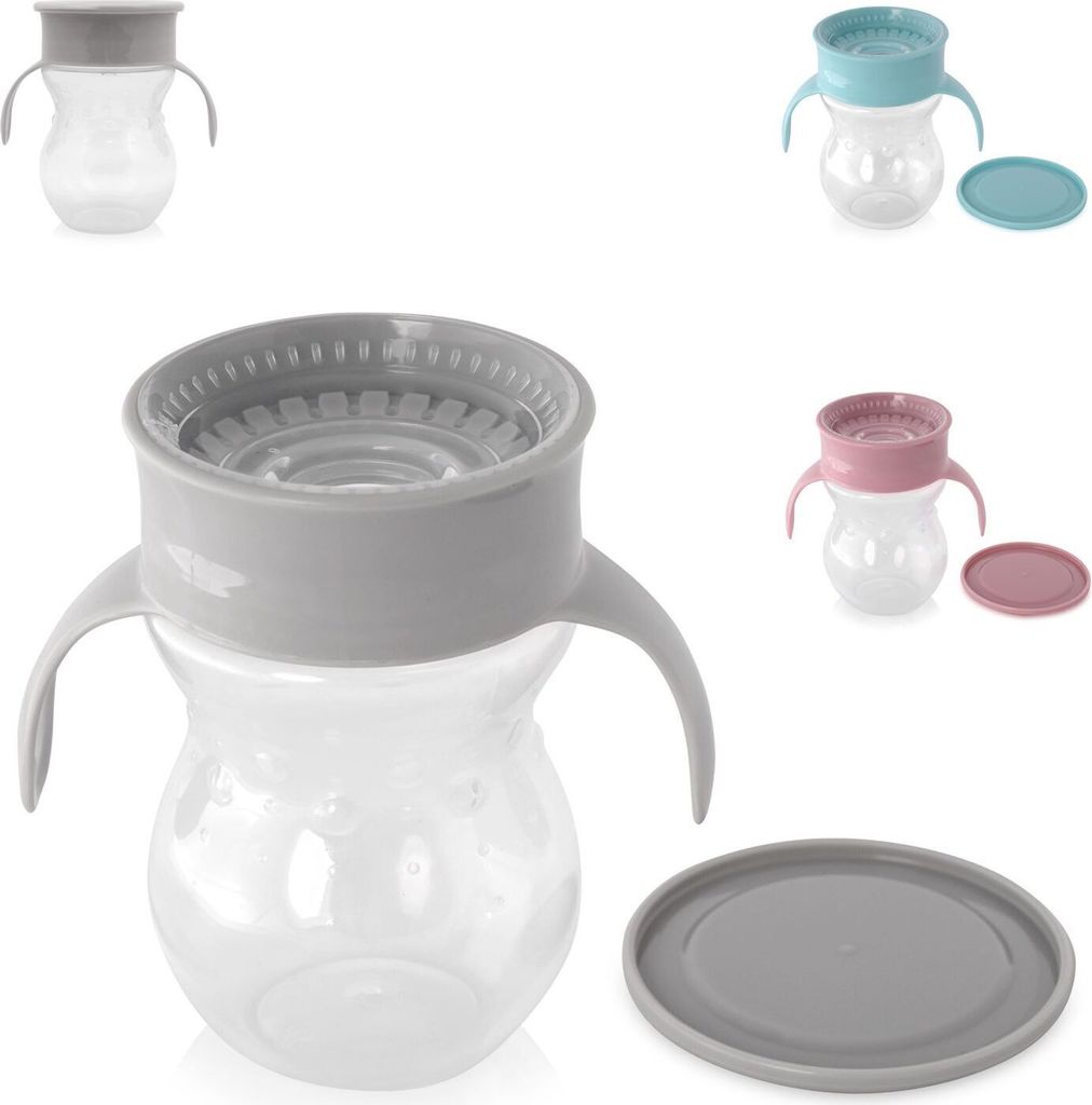 Baby Care Trinkbecher 360 Grad auslaufsicher 270ml Trinklernbecher ab 12 Monate grau