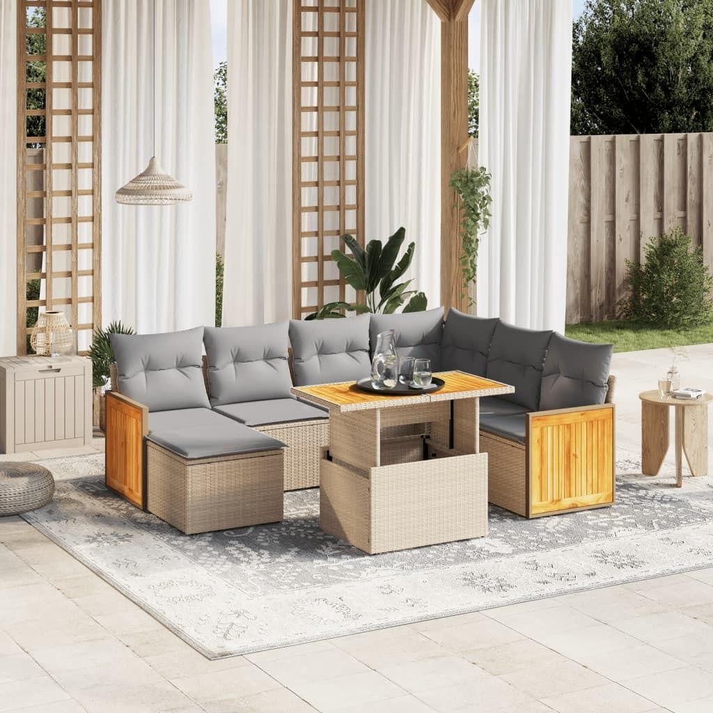 Maison Exclusive - 8-tlg. Garten-Sofagarnitur mit Kissen Beige Poly Rattan