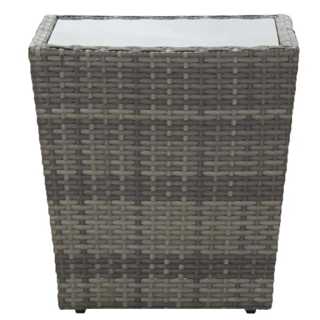 SYFAX™ Tavolino da Giardino Grigio | Top in Vetro e PE Rattan