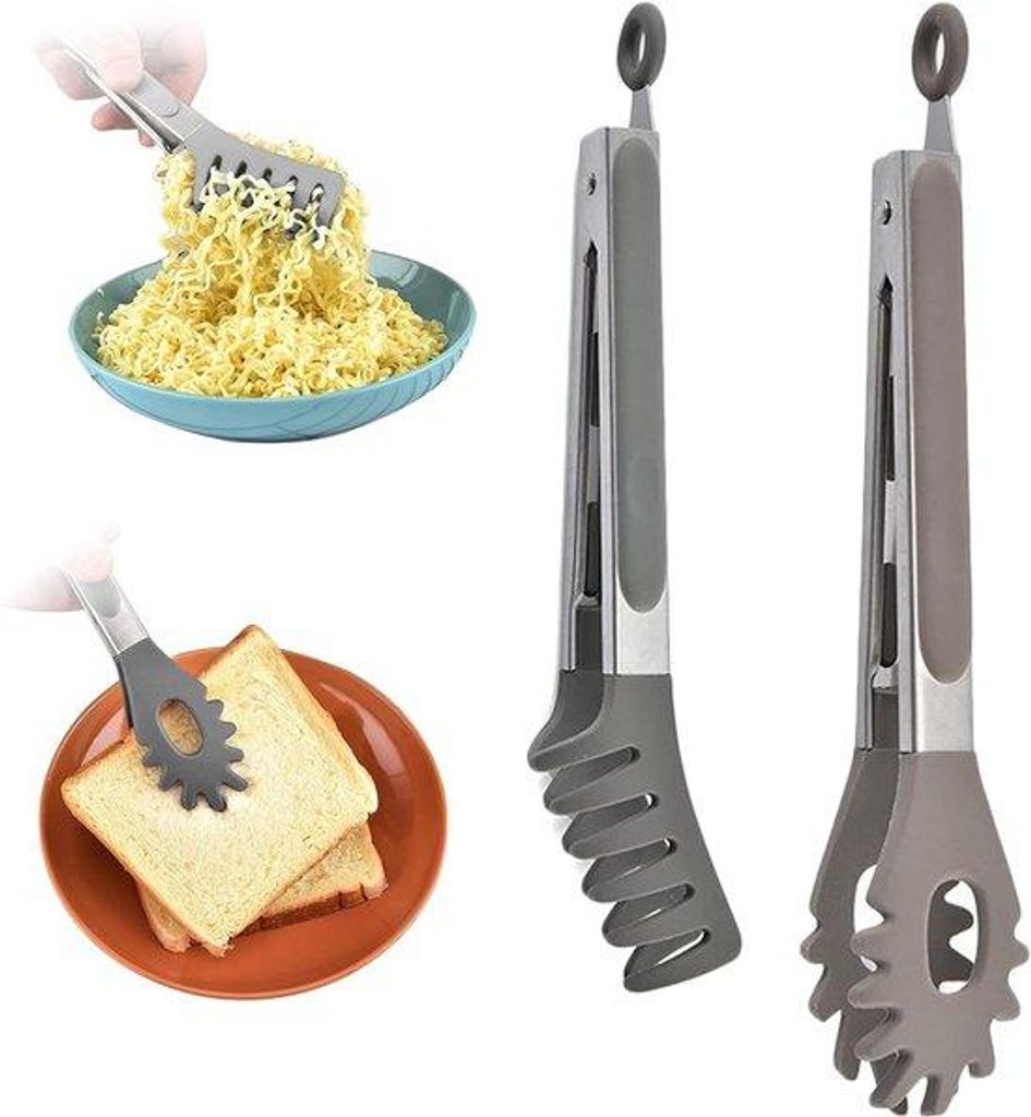 Pasta Löffel Set - Hitzebeständig Edelstahl - Spaghetti Löffel für Kochen und Backen