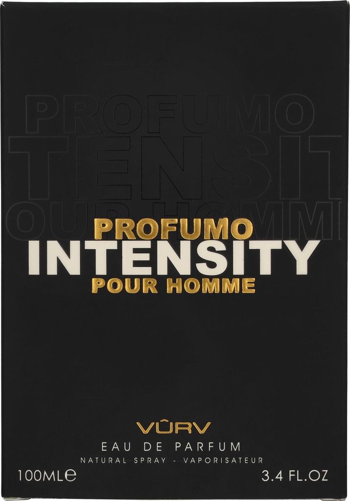 The image shows the front of a perfume box.