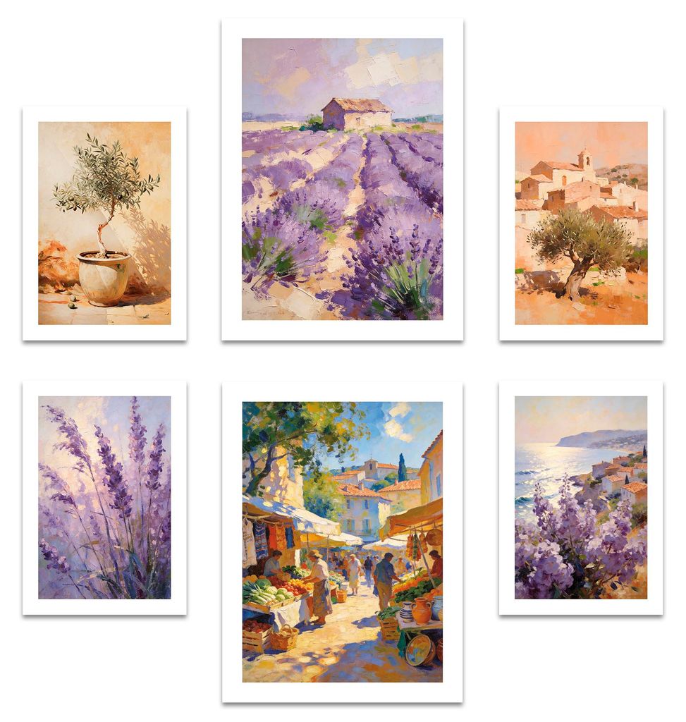 ARTFAVES Poster Set - Abstract Provence I mehrteilige Bilderwand für Wohnzimmer, Schlafzimmer I Wandbilder Provence I ohne Bilderrahmen