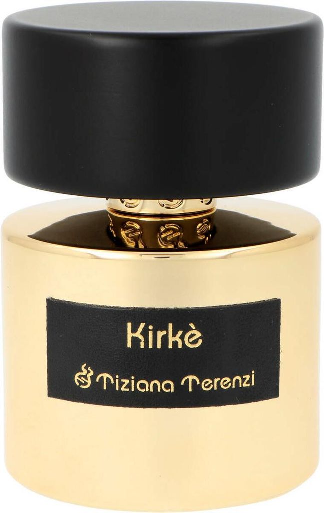 A close-up studio shot of a Tiziana Terenzi Kirke Extrait de Parfum bottle.