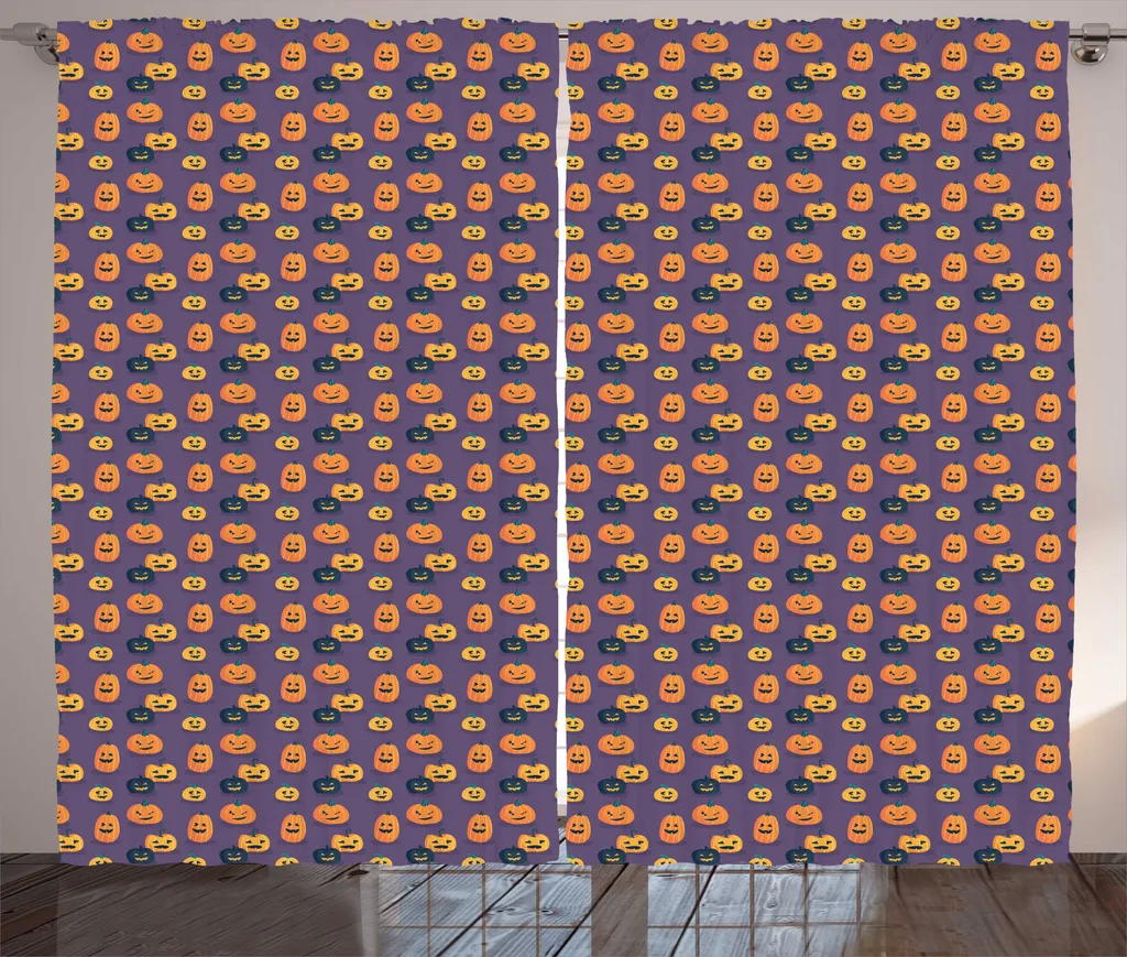 Rideau Halloween occultant et facile à poser citrouilles 280x225cm set
