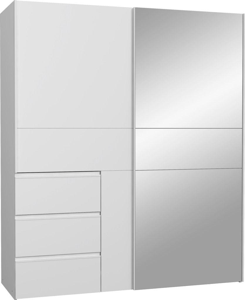 Schwebetürenschrank - 170 x 201 cm - 3 Schubladen - Weiß Produktbild 