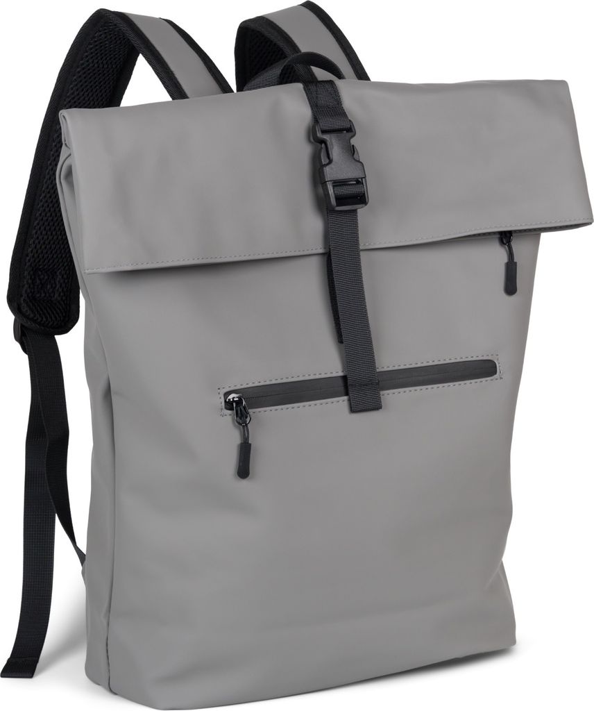 styleBREAKER Uni Rucksack Wasserfest in Seesack Optik, Backpack Einfarbig, Reißverschluss, Schnalle, Laptop Fach 02012408