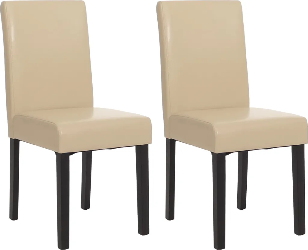 2 Sedie Littau Ecopelle Crema e Gambe Scure - Arredo Chic Sala Pranzo