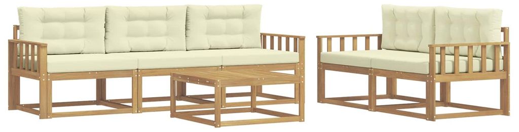 vidaXL Outdoor-Sofagarnitur mit Kissen 6 pcs Weiß und Creme