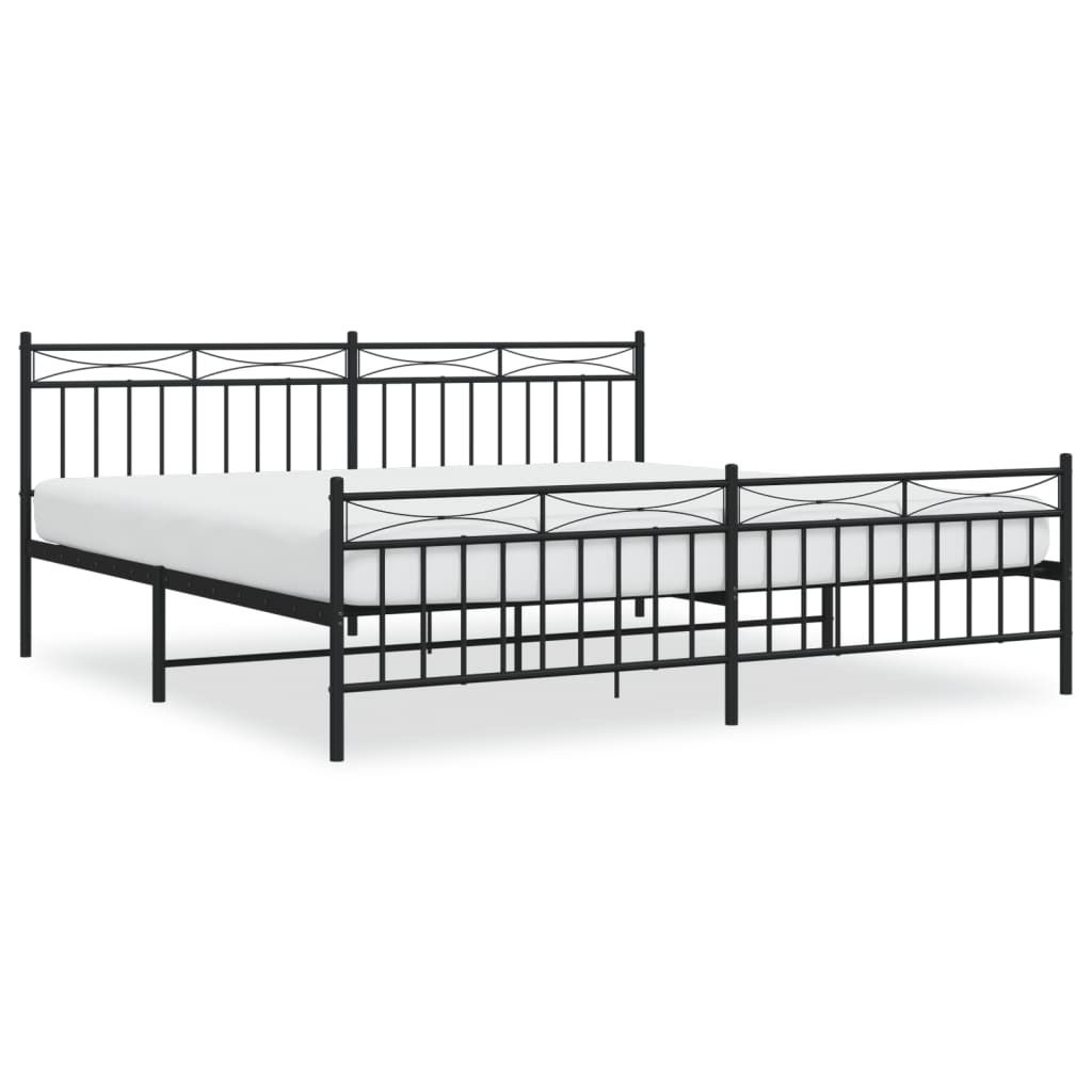 Bettgestell mit Kopf- und Fußteil Metall Schwarz 193x203 cm Produktbild 