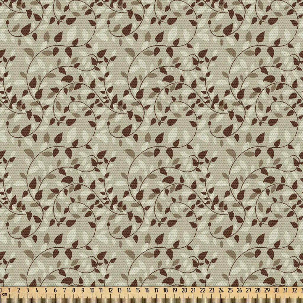 Tissu à fleurs marron et kaki au mètre ABAKUHAUS 148x300cm décoratif