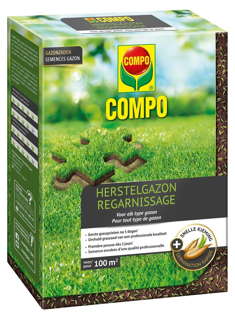 Compo Rasensamen 2kg bis 100m² - Reparaturrasen beschichtet Produktbild 