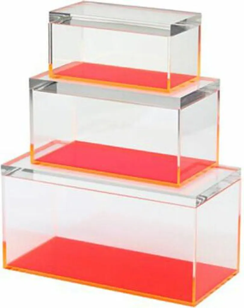 Rangement Bureau et Maison : Boîtes Acrylique Orange Tokyo, 3 Pièces
