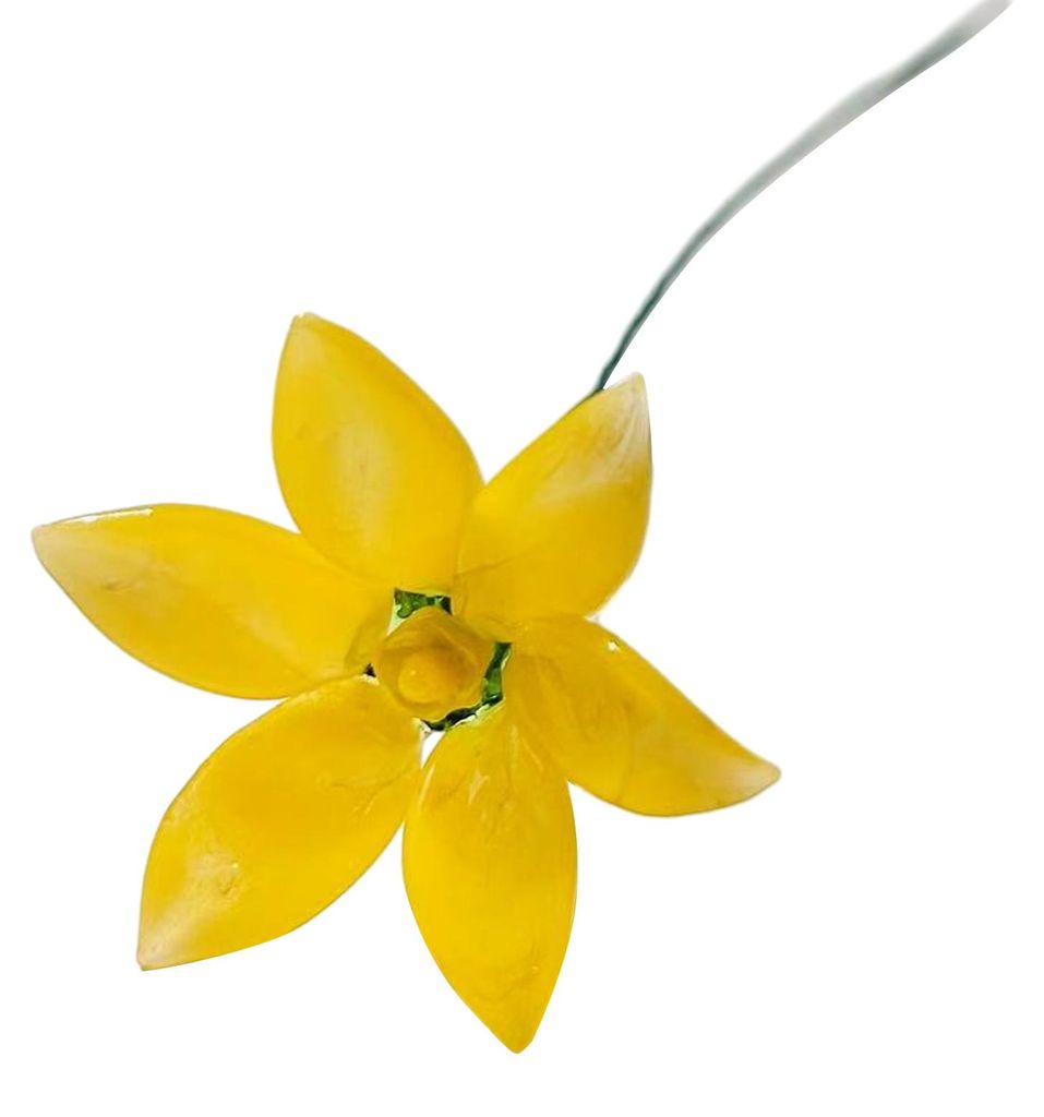 Handgeblasene Glasblume mit Drahtstiel, handgefertigte, farbig glasierte Blumenfigur, Dekoration für Wohnzimmer, Büro oder Tisch, Blumenvase, Orn...