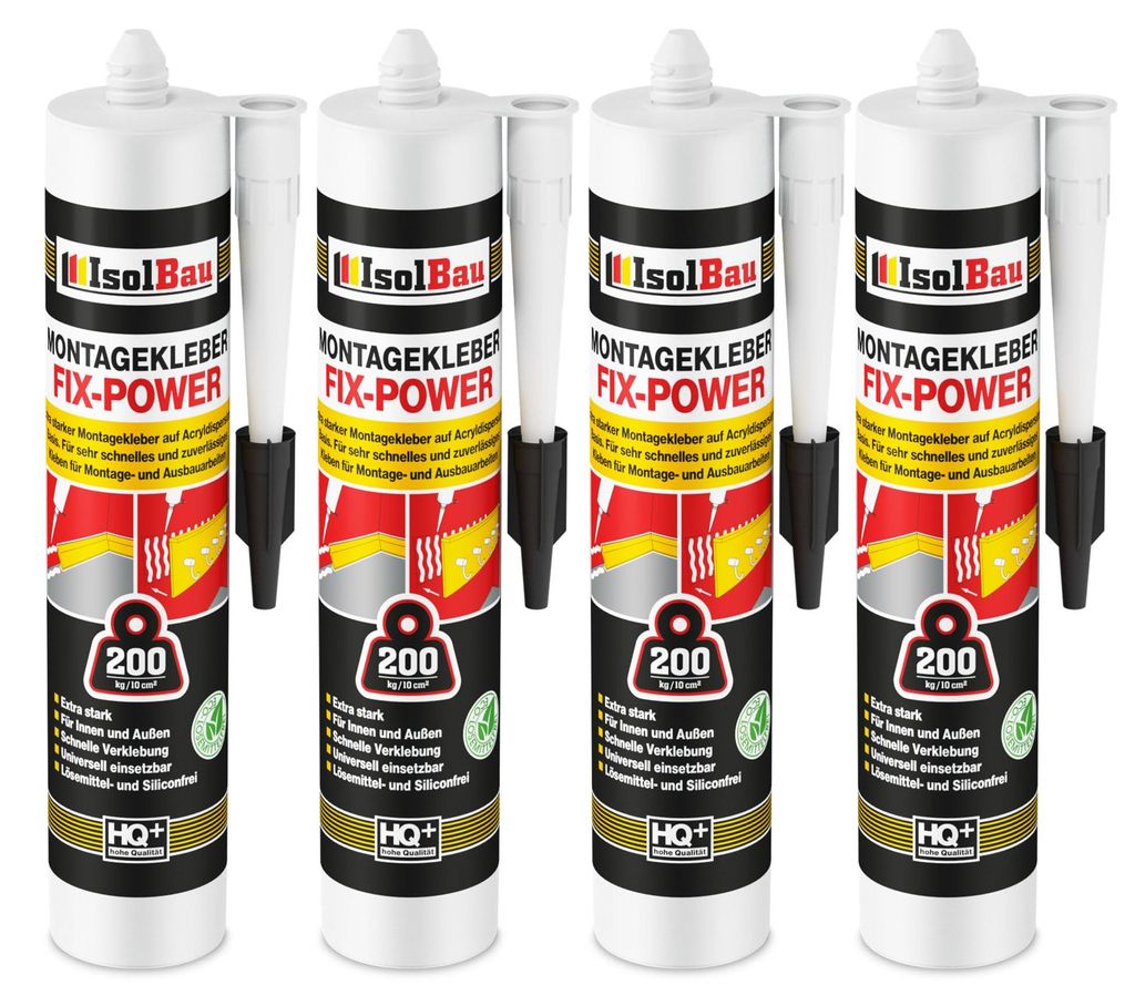 Isolbau Montagekleber Fix-Power 4 x 480 g Weiß Baukleber Produktbild 