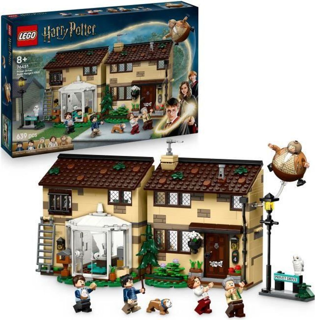 LEGO Harry Potter 76451 Privet Drive, Tante Marge Besuch, Bauset, 639 Teile, 8+ Jahre, 5 Minifiguren