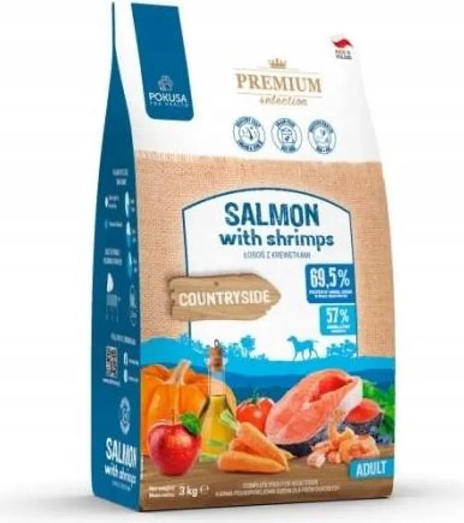 Croquettes chien adulte riches en oméga 3 saumon et crevettes 3kg
