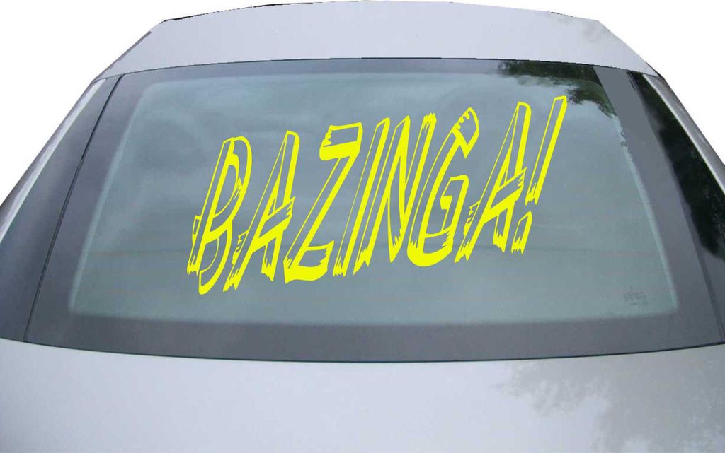 Indigos UG - Aufkleber Heckscheibe & Motorklappe DE2027 - neongelb - 600x314 mm - BAZINGA - Auto Scheiben Fenster Heckklappe Tuning Racing JDM - Di...