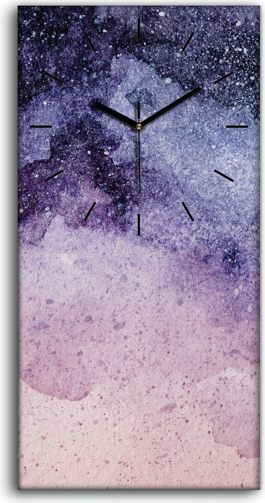 Wandkunst Leinwand Bild Uhr 30x60 Foto Bild Kunst Aquarellfarbe Spritzer - schwarze Hände