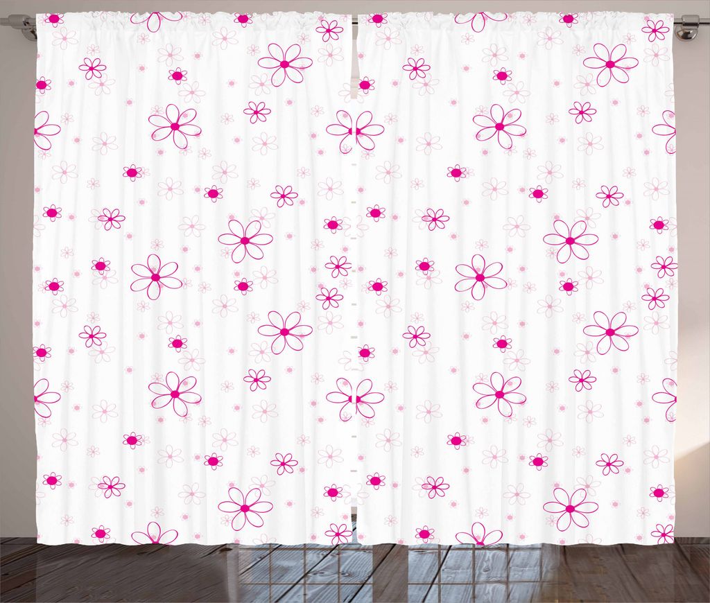 ABAKUHAUS Frühling Rustikaler Vorhang, Muster mit Blumen, Wohnzimmer Universalband Gardinen mit Schlaufen und Haken, 280 x 245 cm, Magenta Fuchsia...