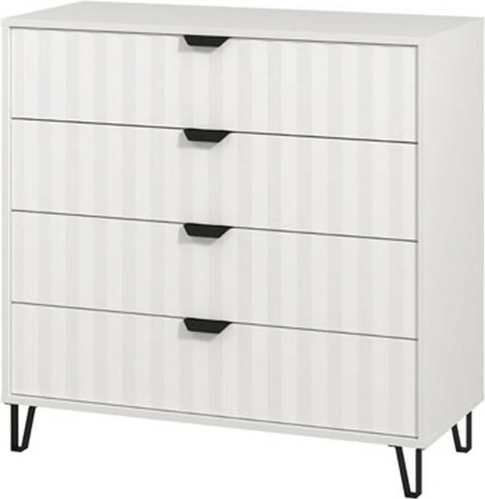 Meuble de Rangement Blanc 4 Tiroirs Commode de Chambre Design Maggiora - 7