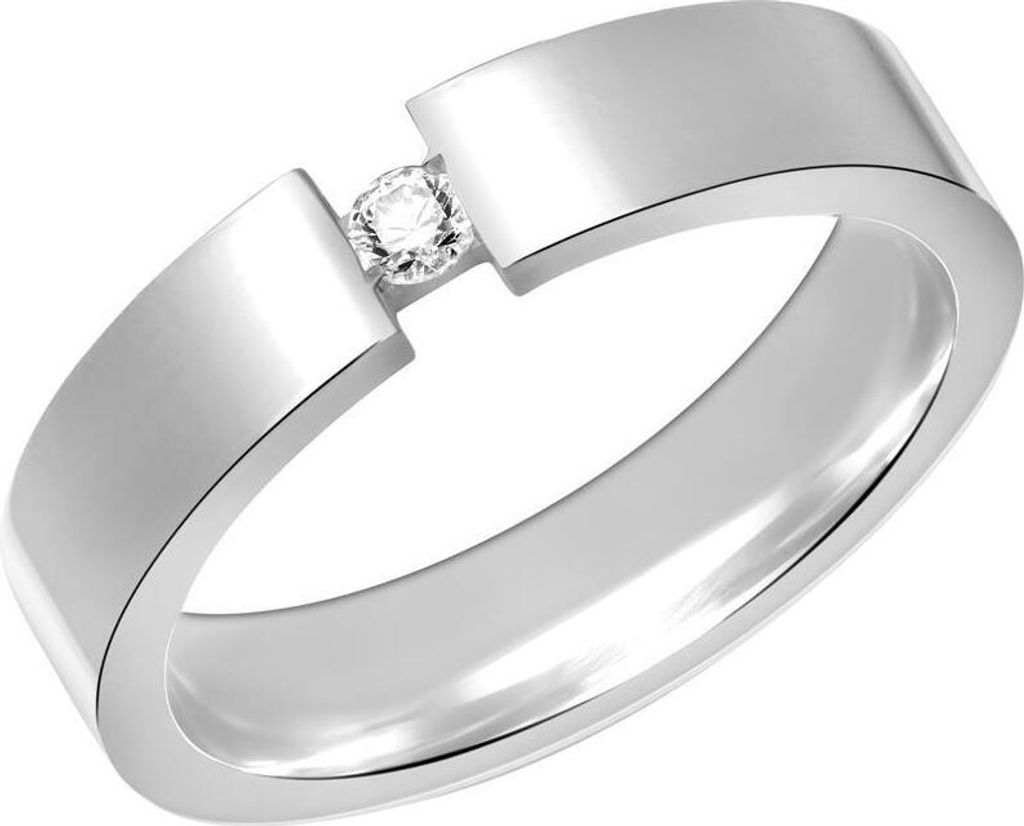 Unique Silberring 925 Sterling Silber Zirkonia poliert 4,5mm breit