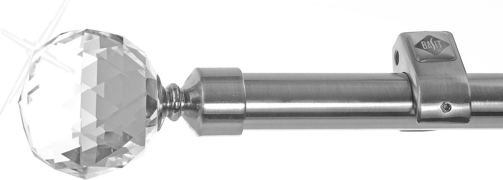 Gardinenstange mit Deckenhalterung I Metall Edelstahl Look 1-läufig Ø20mm D50 R