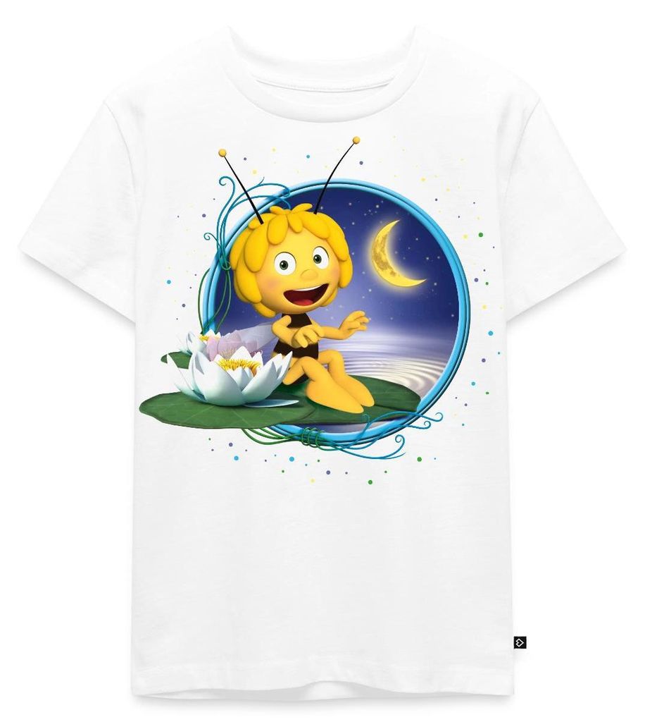 Spreadshirt Biene Maja Mondschein Kinder Premium T-Shirt, 122/128 (6 Jahre), Weiß