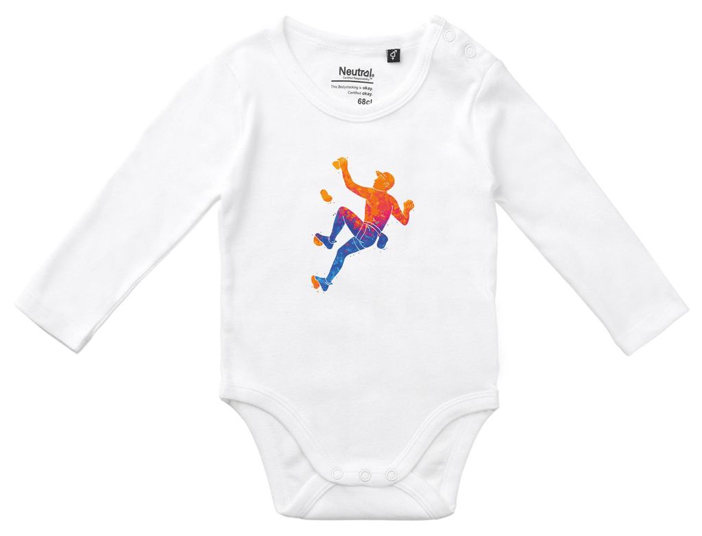 Huuraa Baby Body Bouldern Klettern 68 White Baumwolle Fairtrade Langarmbody Geschenkidee