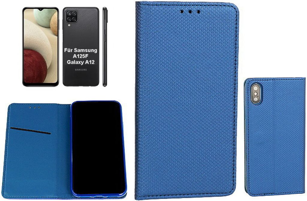 OLLI BookCase Handytasche für Samsung Galaxy A12 - SMART DIARY navy blue