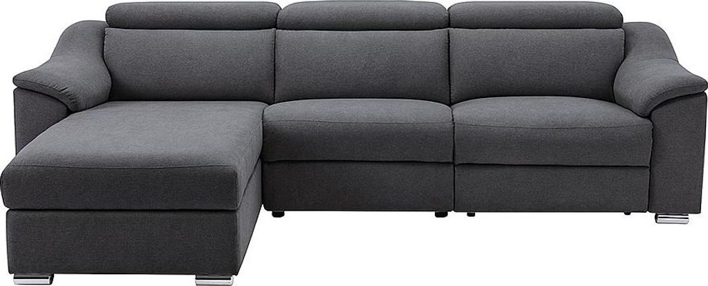 Ecksofa PEDRERA mit elektrischer Relaxfunktion, in anthrazitfarbenem Stoff - linke Seite