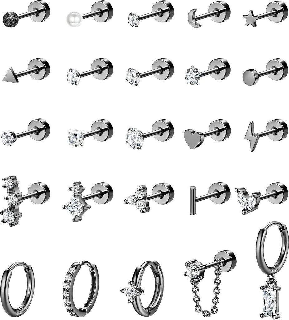 JeweBella Set Orecchini Helix in Acciaio Chirurgico Ipoallergenico