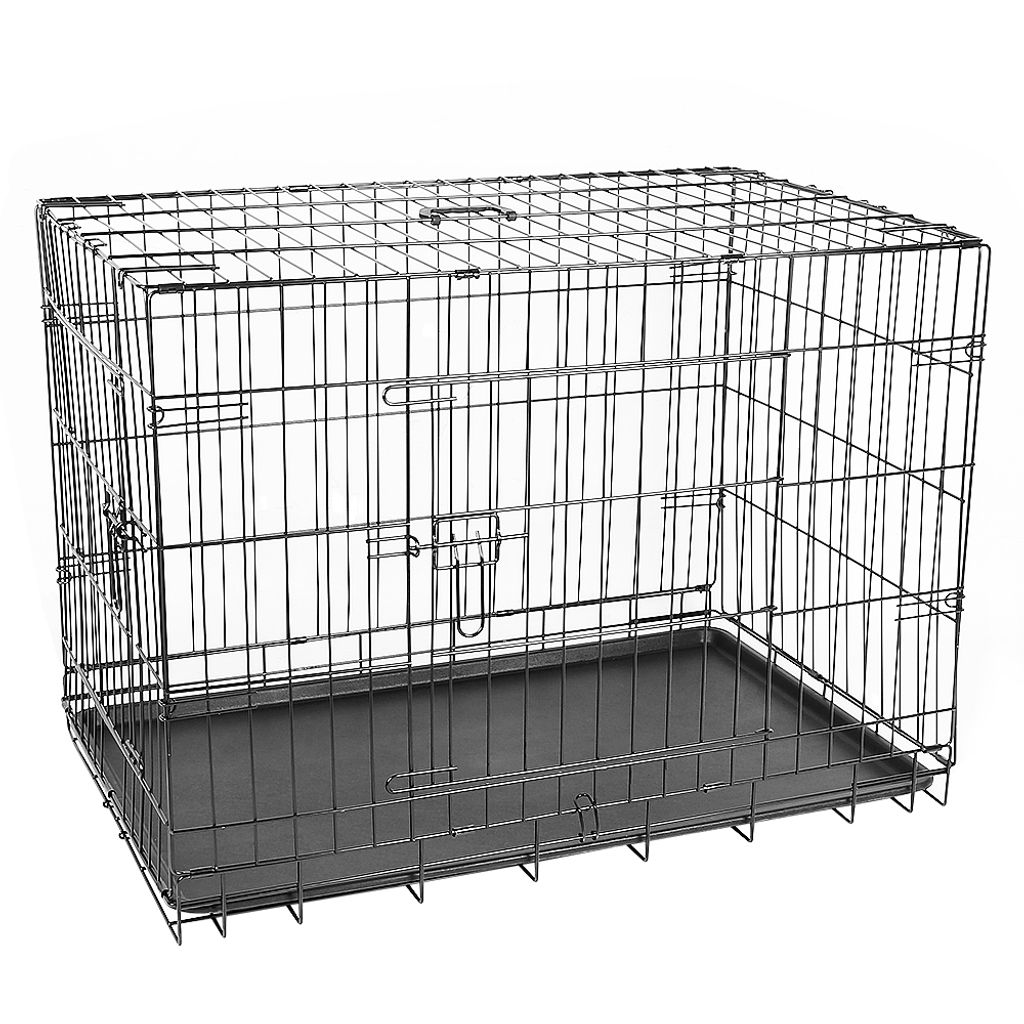Hundekäfig Faltbar 106 x 76 x 71 cm Metall Hundebox mit 2 Türen